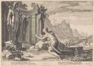 Cadmus konsulterer oraklet i Delphi Metamorphoses of Ovid (serietitel) af Hendrick Goltzius (workshop of)