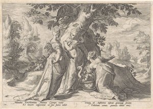 Cecrops døtre åbner Minerva .s kurv Metamorphoses of Ovid (serietitel) af Hendrick Goltzius (workshop of)