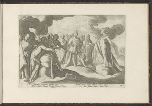 Guder beder solguden om at køre på sin vogn igen Ovids metamorfoser (serietitel) Genskabelser af P. Ovidius Naso (serietitel) af Hendrick Goltzius (workshop of)