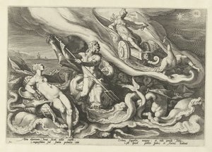 Juno klager til Thetis og Oceanus Ovids metamorfoser (serietitel) af Hendrick Goltzius (workshop of)
