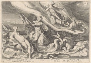 Juno klager til Thetis og Oceanus Metamorphoses of Ovid (serietitel) af Hendrick Goltzius (workshop of)