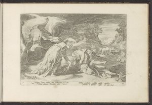 Juno forvandler Callisto til en bjørn Ovids metamorfoser (serietitel) Genskabelser af P. Ovidius Naso (serietitel) af Hendrick Goltzius (workshop of)