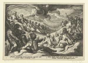 Jupiter tilkalder de olympiske guder Ovids metamorfoser (serietitel) af Hendrick Goltzius (workshop of)