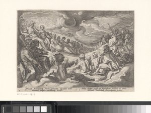 Jupiter spørger de olympiske guder til råds Metamorphoses of Ovid (serietitel) af Hendrick Goltzius (workshop of)