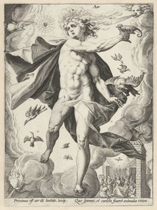 Himmel Aer (titel på objekt) De fire elementer (serietitel) af Hendrick Goltzius (workshop of)