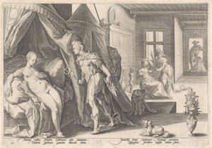 Mercury besøger Herse Metamorphoses of Ovid (serietitel) af Hendrick Goltzius (workshop of)