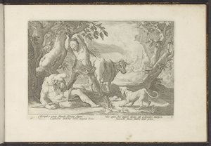 Mercurius doodt Argus Ovids metamorfoser (serietitel) The Herescheppingen van P. Ovidius Naso (serietitel) af Hendrick Goltzius (workshop of)
