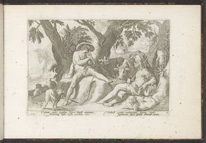 Mercury spiller fløjte for Argus Ovids metamorfoser (serietitel) Genskabelser af P. Ovidius Naso (serietitel) af Hendrick Goltzius (workshop of)