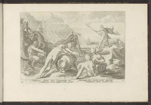 Neptun og flodguderne forårsager en oversvømmelse Ovids metamorfoser (serietitel) Genskabelser af P. Ovidius Naso (serietitel) af Hendrick Goltzius (workshop of)