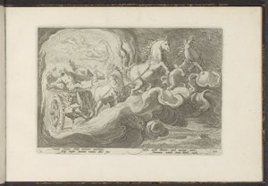 Phaethon kører på sin fars vogn Ovids metamorfoser (serietitel) Genskabelser af P. Ovidius Naso (serietitel) af Hendrick Goltzius (workshop of)