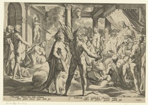 Phaeton i Helios-paladset Ovids metamorfoser (serietitel) af Hendrick Goltzius (workshop of)