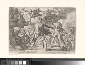 Kamp mellem guderne og kæmperne Metamorphoses of Ovid (serietitel) af Hendrick Goltzius (workshop of)