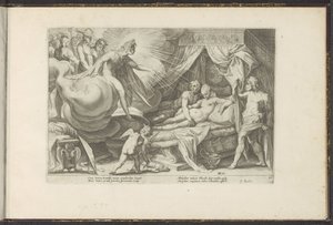 Venus og Mars fanget Ovids metamorfoser (serietitel) Genskabelser af P. Ovidius Naso (serietitel) af Hendrick Goltzius (workshop of)