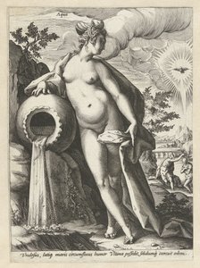 Vand Aqua (titel på objekt) De fire elementer (serietitel) af Hendrick Goltzius (workshop of)