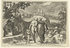 Flod af Deucalion Ovids metamorfoser (serietitel) af Hendrick Goltzius (workshop of)