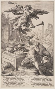 Allegori om berømmelse og historie, fra De romerske helte af Hendrick Goltzius