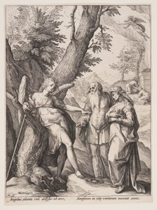 Engel med Manoah og hans kone af Hendrick Goltzius