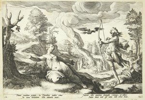 Apollon dræber Koronis af Hendrick Goltzius