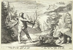 Arcas beredt til at dræbe sin mor af Hendrick Goltzius