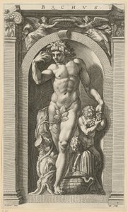 Bacchus, blad 7 i serien »Otte antikke guddomme« af Hendrick Goltzius