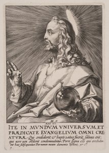 Kristus (som Salvator Mundi), fra Kristus, apostlene og Paulus med trosbekendelsen af Hendrick Goltzius