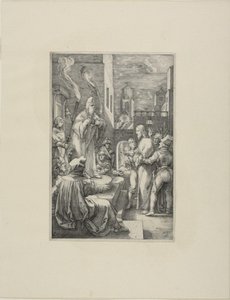 Kristus før Kaifas, plade fire fra The Passion of Christ af Hendrick Goltzius