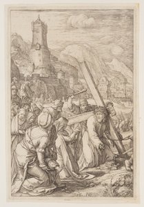 Kristus bærer korset, fra The Passion af Hendrick Goltzius