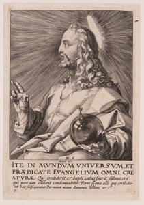 Kristus, fra Kristus, apostlene og Paulus med trosbekendelsen af Hendrick Goltzius