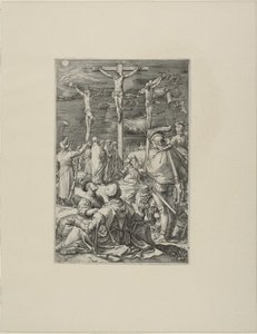 Kristus på korset, plade ti fra Kristi lidenskab af Hendrick Goltzius