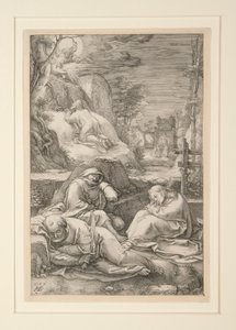 Kristus på Oliebjerget (Agony in the Garden), fra The Passion, #2 i en serie af 12 graveringer af Hendrick Goltzius