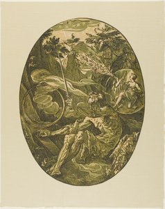 Demogorgon i Evighedens Cave, plade en fra Demogorgon and the Deities af Hendrick Goltzius