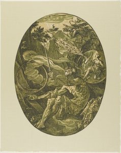 Demogorgon i Evighedens Cave, plade en fra Demogorgon and the Deities af Hendrick Goltzius