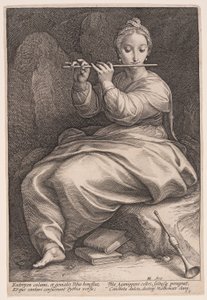 Euterpe, musikkens muse, fra De ni muser af Hendrick Goltzius
