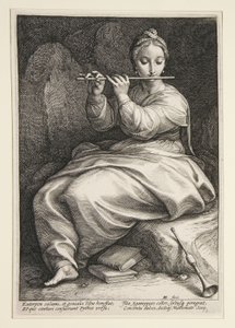 Euterpe, tavle 6 fra serien De ni muser af Hendrick Goltzius