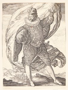 Faneholderen, vendt mod højre af Hendrick Goltzius