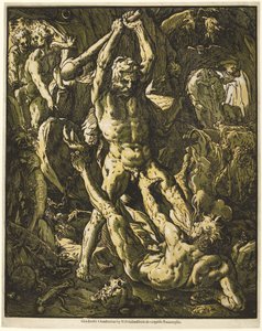 Herkules dræber Cacus af Hendrick Goltzius