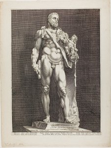 Hercules og Telephos, plade to fra Three Famous Antique Sculptures af Hendrick Goltzius