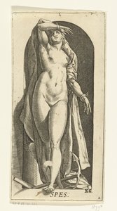 Dynge Spes (titel på objekt) De syv dyder (serietitel) af Hendrick Goltzius