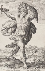 Horatius Cocles (Romerske helte, blad 2) af Hendrick Goltzius
