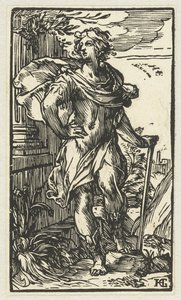 Ung mand med vandrestav af Hendrick Goltzius