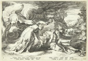 Juno forvandler Kallisto til en bjørn af Hendrick Goltzius