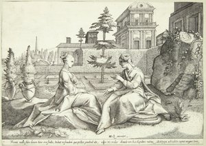 Juno i forklædning som Beroë advarer Semele af Hendrick Goltzius
