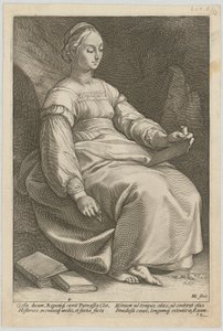 Klio, side 4 i serien »De ni muser« af Hendrick Goltzius