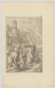 Korsbæringen, blad 9 i serien »Die Passion« af Hendrick Goltzius