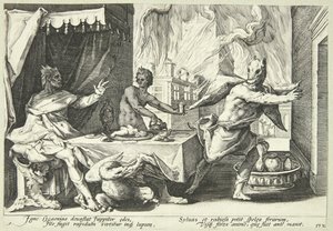 Lykaon forvandler sig til en ulv af Hendrick Goltzius
