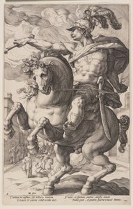 Marcus Curtius til hest, fra De romerske helte af Hendrick Goltzius