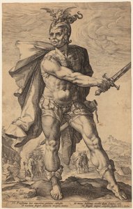 Mucius Scaevola, side 3 i serien »Romerske helte« af Hendrick Goltzius