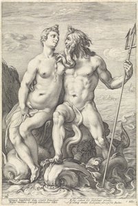 Neptunus en Amphitrite Godenparen (series title) af Hendrick Goltzius