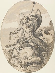 Oceanus, plade to fra Demogorgon and the Deities af Hendrick Goltzius