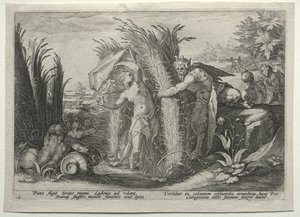 Pan forfølger Syrinx af Hendrick Goltzius